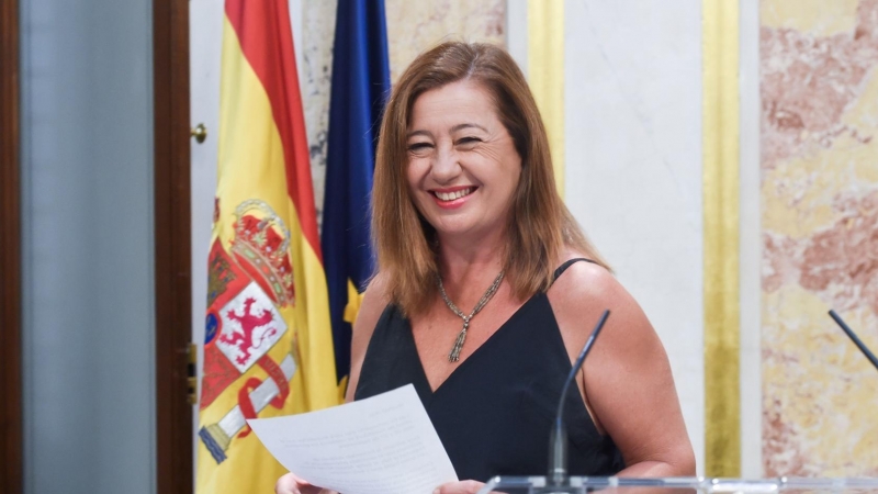 La presidenta del Congreso de los Diputados, Francina Armengol, tras realizar una declaración en el Escritorio de Prensa del Congreso de los Diputados, a 23 de agosto de 2023, en Madrid.