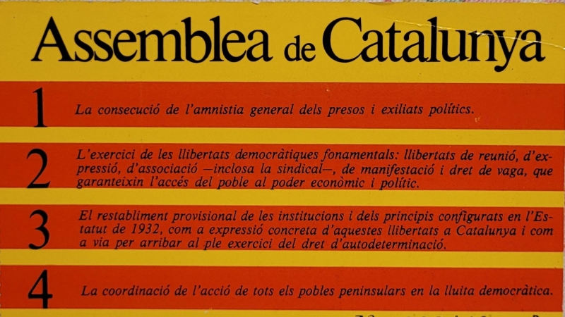 Els quatre punts programàtics de l'Assemblea de Catalunya.