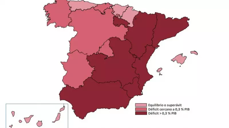 Mapa de déficit en España por Comunidad Autónoma