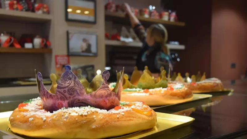 Tortells de reis preparats per vendre en un pastisseria de Barcelona