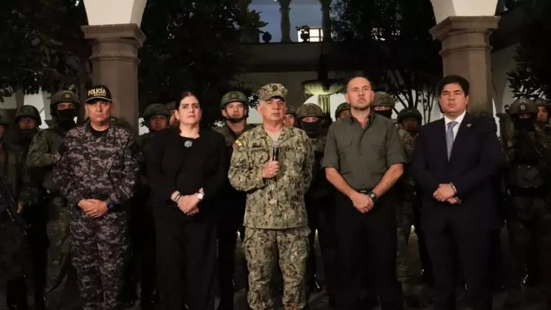 El jefe del Comando Conjunto de las Fuerzas Armadas de Ecuador, Jaime Vela, declara declaración ante el Consejo de Seguridad, que ha presidido Daniel Noboa, presidente del país, en Quito, a 9 de enero de 2024.
