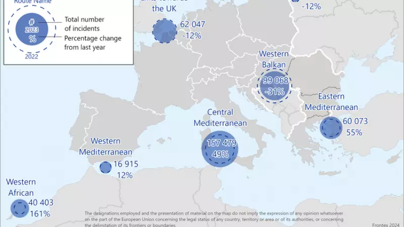 Datos de cruces irregulares de fronteras en Europa, según Frontex.