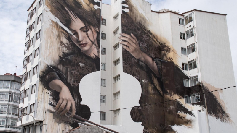 'La violonchelista', del artista y grafitero Hugo Lomas 'Sfhir', ha sido elegido como el mejor mural del mundo.