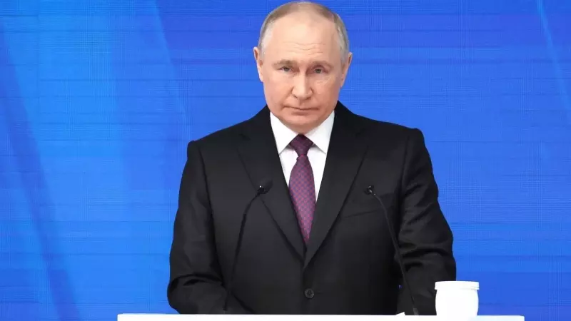 11/03/2024 El Presidente ruso Vladimir Putin pronuncia su discurso anual sobre el estado de la nación en el centro de conferencias Gostiny Dvor, a 29 de febrero de 2024.
