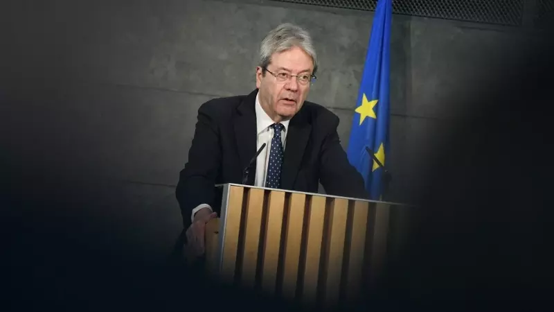 El comisario europeo de Economía, Paolo Gentiloni, interviene en la Fundación Rafael del Pino, a 14 de marzo de 2024, en Madrid.