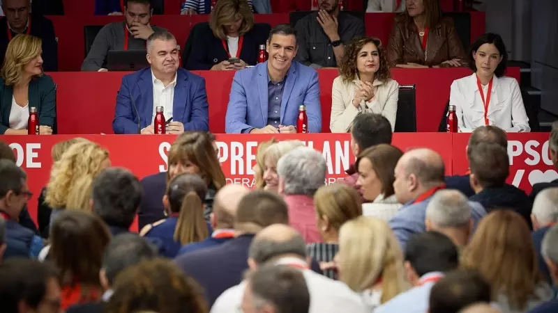 El secretario general del PSOE, Pedro Sánchez, preside la reunión del Comité Federal, en la sede del PSOE, a 28 de octubre de 2023, en Madrid.