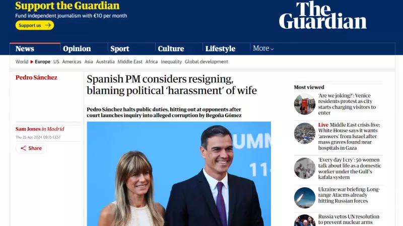 25/04/2024 Publicación de 'The Guardian' sobre la carta de Pedro Sánchez este miércoles.
