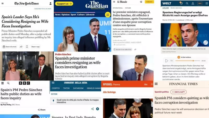 25/04/2024 Numerosos medios internacionales se hacen eco del anuncio de Pedro Sánchez este miércoles.