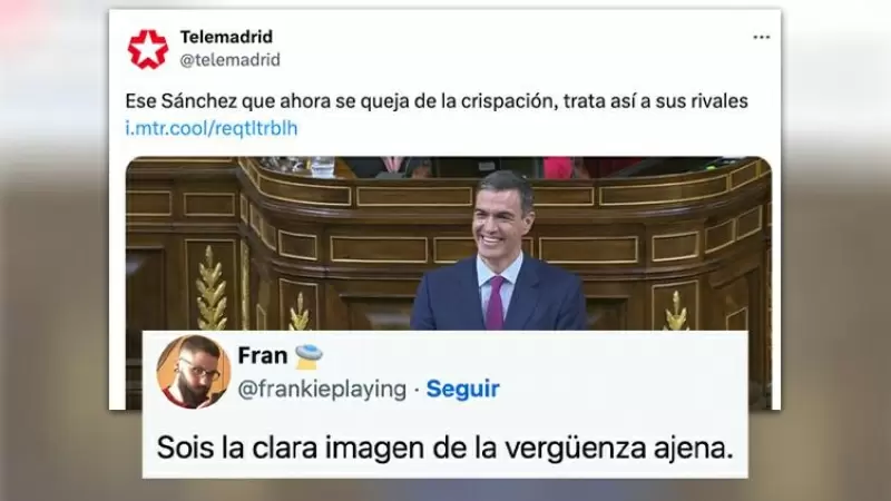 'Luego os quejáis de que os llamen TeleAyuso': el bochornoso tuit de Telemadrid sobre Pedro Sánchez