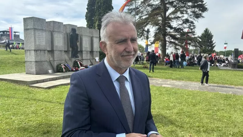 El ministro de Política Territorial y Memoria Democrática, Ángel Víctor Torres, en el memorial de Mauthausen este domingo 5 de mayo.