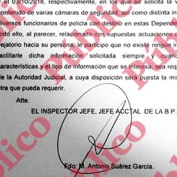 Respuesta del inspector-jefe Suárez al testigo 29 sobre el vídeo grabado ante su domicilio.