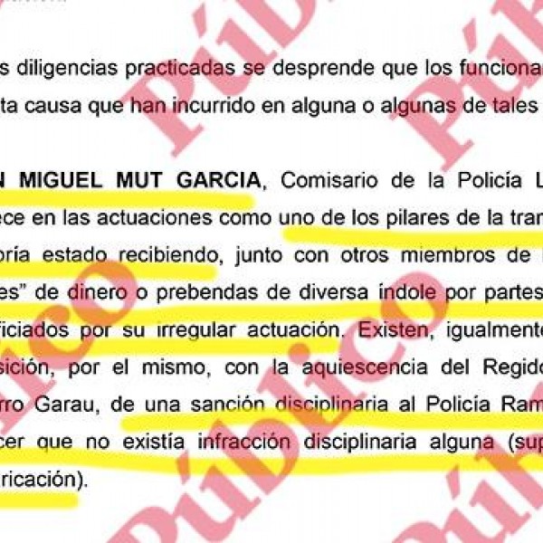 Página 17 del auto de procedimiento abreviado en el que el juez Morell envía al banquillo al comisario Joan Mut y a otros 35 miembros de la Policía Local de Palma.