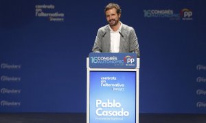 El presidente del PP, Pablo Casado, durante la clausura del XVI congreso del PP de Baleares, en Palma. E.P./Isaac Buj
