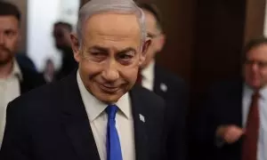 Benjamin Netanyahu asiste a una reunión conjunta con Annalena Baerbock, ministra de Asuntos Exteriores de Alemania, a 17 de abril de 2024.