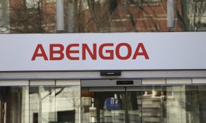 El logo de Abengoa en su sede en Madrid. E.P.