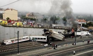 Momento del accidente del tren del Alvia en julio de 2013 - EFE