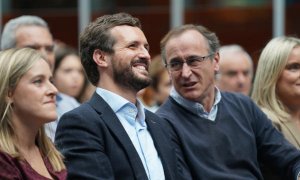 El líder del PP, Pablo Casado, junto al candidato a lendakhari, Alfonso Alonso en noviembre de 2019. Europa Press