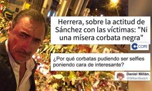 Carlos Herrera recrimina a Sánchez que no se ponga corbata negra y los tuiteros recuerdan su infame selfie en París