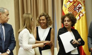 Ana Pastor (PP), Meritxell Batet (PSOE) y Gloria Elizo (Unidas Podemos), miembros de la actual Mesa del Congreso. - Óscar J.Barroso - Europa Press