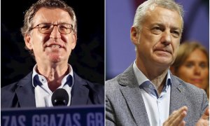 Alberto Núñez Feijóo e Íñigo Urkullo, los triunfadores de la noche electoral en Galicia y Euskadi. /EFE