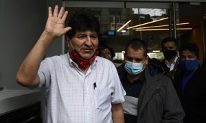 El expresidente boliviano Evo Morales salió de Argentina el 23 de octubre de 2020 en un avión oficial venezolano con destino a Caracas. JUAN MABROMATA / AFP