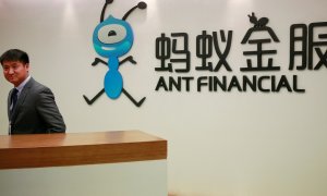 El logo Ant Financial Services Group, en su sede en la localidad china de Hangzhou. REUTERS/Shu Zhang