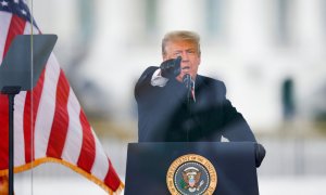6/01/2021. El presidente de EEUU, Donald Trump, gesticula mientras habla durante la manifestación para impugnar la ratificación de Biden. - Reuters