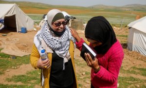 9/03/2021. Manifestantes participan en una reunión en apoyo de los derechos de las mujeres palestinas en la Cisjordania ocupada por Israel. - Reuters