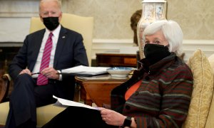 29/01/2021. Joe Biden, presidente de EEUU, recibe a la secretaria del Tesoro Janet Yellen en la Casa Blanca, en Washington. - Reuters