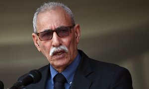 El presidente saharaui, Brahim Ghali, pronuncia un discurso ante jefes de estado y miembros del público el 14 de septiembre de 2019.