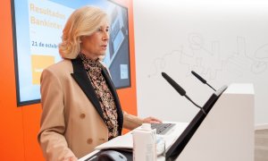 La consejera delegada de Bankinter, María Dolores Dancausa, en la presentación de los resultados de la entidad en el tercer trimestre de 2021.