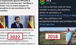 La Unión de Pequeños Agricultores se suma a las críticas a Garzón y un tuitero le recuerda que ellos mismos pidieron el fin de las macrogranjas en 2018: "Vais a tener que dimitir vosotros"