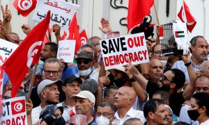 Foto de septiembre de 2021 de una protesta contra el presidente tunecino Kais Said, en Túnez. REUTERS/Zoubeir Souissi