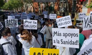 Manifestación en Madrid a raíz de la huelga de médicos hospitalarios contra la temporalidad