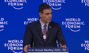 22/01/2020- El presidente del Gobierno, Pedro Sánchez, durante su intervención en el Foro Económico de Davos en 2020
