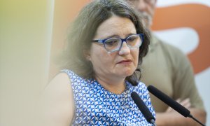 La hasta ahora vicepresidenta de la Generalitat valenciana y portavoz del Consell, Mónica Oltra, comparece para anunciar su dimisión antes de la reunión de la Ejecutiva de Compromís, a 21 de junio de 2022, en Valencia