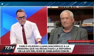 Imagen de Risto Mejide y Francisco Javier Álvarez García, asesor del PSOE para reformar la ley del 'solo sí es sí', en el programa 'Todo es Mentira'