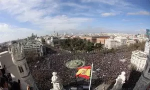 Vista de Cibeles y alrededores en la manifestación por la sanidad pública en Madrid.
