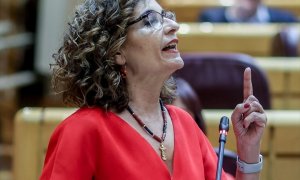 10/05/2023 La ministra de Hacienda, María Jesús Montero, en una intervención en el Senado.