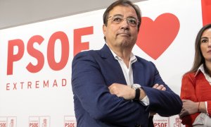 El presidente extremeño en funciones, Guillermo Fernández Vara, durante la reunión del Comité Ejecutivo Regional del PSOE de Extremadura, en la sede regional del PSOE, a 30 de mayo de 2023