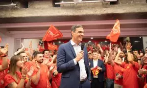 El presidente del Gobierno y secretario general del PSOE, Pedro Sánchez, tras el debate cara a cara el pasado lunes en la sede de Ferraz.