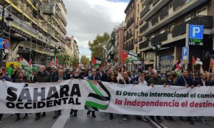 Miles de manifestantes reclaman el respeto al derecho a la autodeterminación del Sáhara Occidental en Madrid, a 11/11/2023. - GUILLERMO MARTÍNEZ