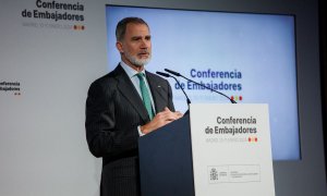 Felipe VI durante una alocución en el Ministerio de Asuntos Exteriores, a 11 de enero de 2024, en Madrid.