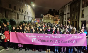 8/3/24 Periodistas de Xornalistas Galegas en la manifestación del 8M de 2019, en una imagen de archivo