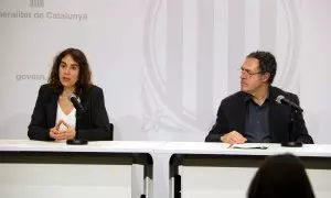 La consellera Ubasart i el secretari de Messures Penals, Amand Calderó, en roda de premsa