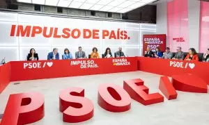 Imagen de la Ejecutiva Federal del PSOE celebrada en Ferraz este lunes.