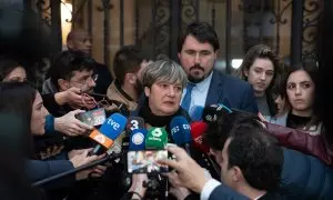 La abogada de la víctima de Dani Alves, Ester García, atiende a los medios de comunicación en Barcelona, a 22 de febrero de 2024.
