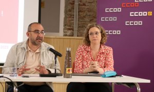 El secretari general de CCOO Catalunya, Javier Pacheco, durant la presentació dels resultats electorals