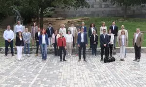 Els membres de la llista de Junts a Girona en la presentació de la candidatura