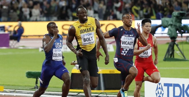 Gatlin y Coleman vencen a Usain Bolt en su última carrera de cien metros